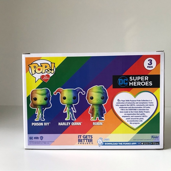 Funko Pop! Heroes: DC Comics Pride 3 Pack Poison Ivy Harley Quinn Robin Walmart - Picture 2 of 7
